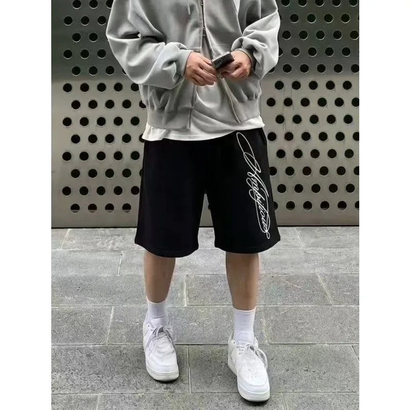 Men's Summer Street Style Sports Wide Leg Straight Leg Pants, Dark Gothic Retro Punk Men's Casual Shorts, Summer New Style
