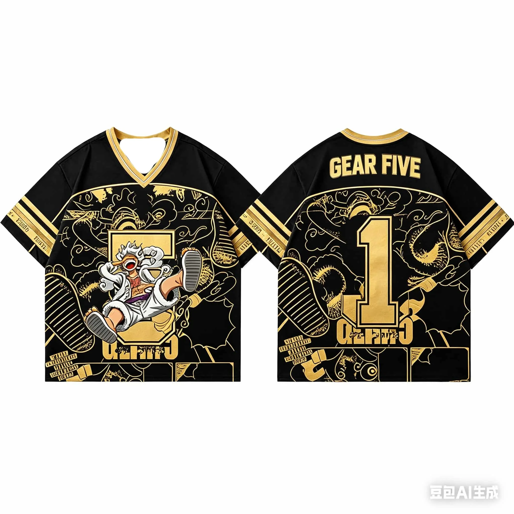 One Piece Vintage Anime Over Fußballtrikot für Kinder, Jungen und Mädchen, schnell trocknend, atmungsaktiv, für Spiel und Training, Fan-Sport, kurzärmelige Oberteile – Detail 3