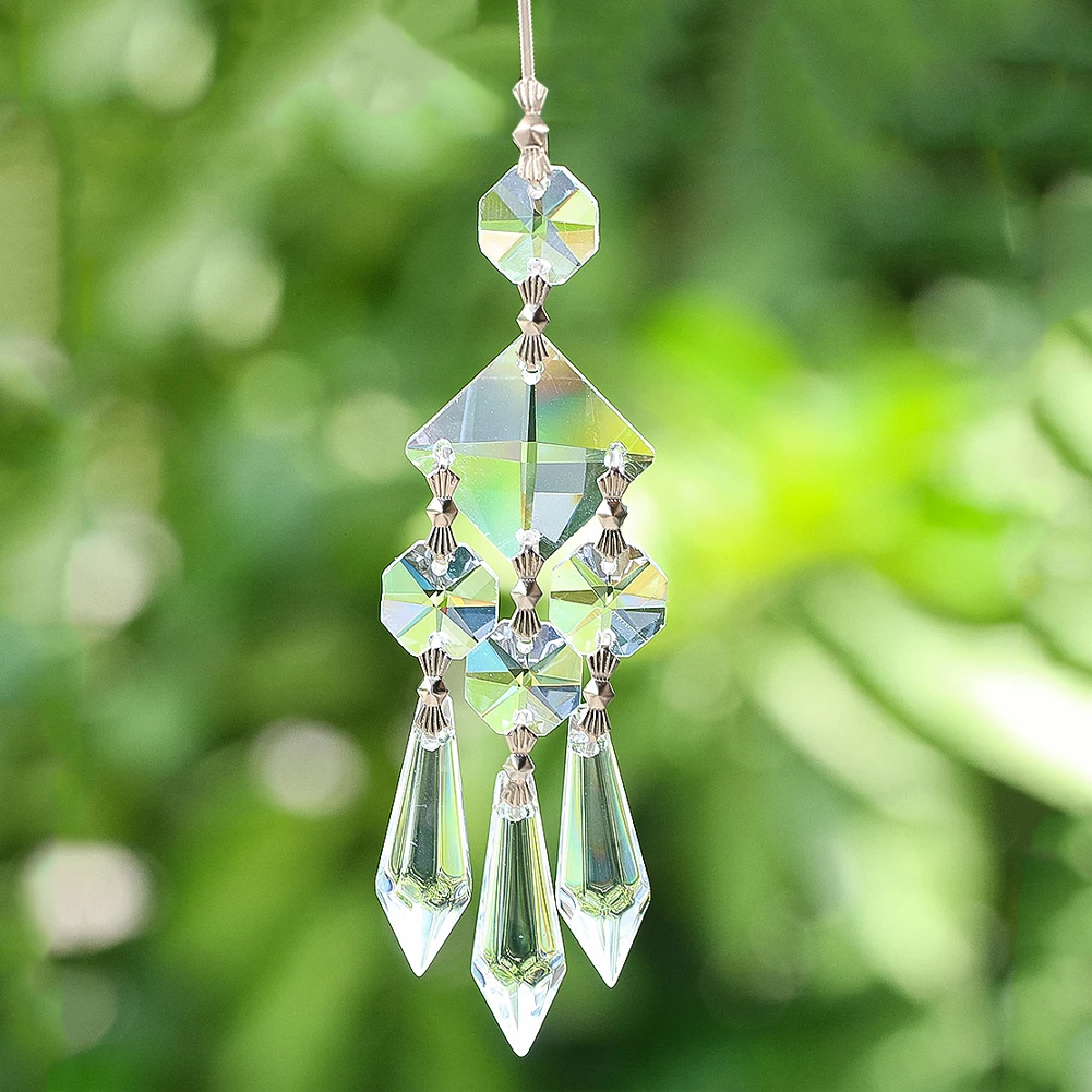 1PC Handmade Clear Crystal Prism Pendant Octagon Bead Arrowhead Shiny Sun Catcher Chandelier Jewelry Wedding Hanging Decor