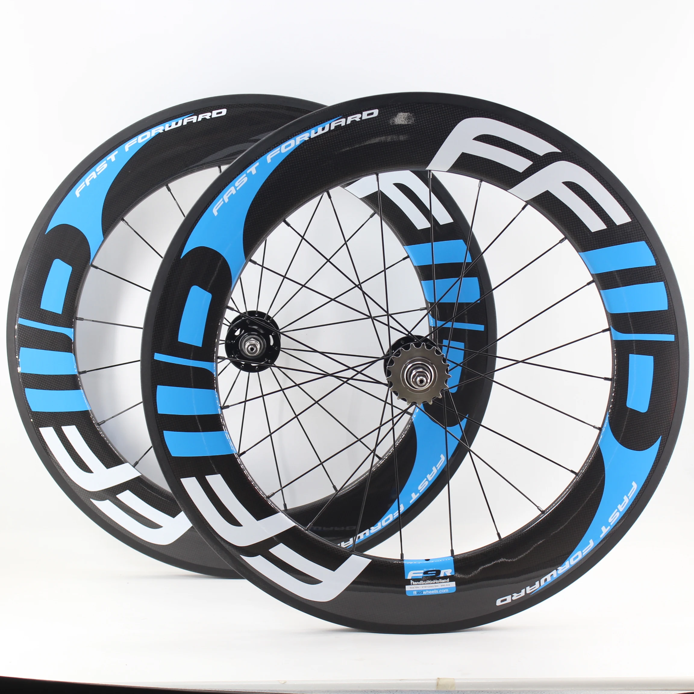 New Blue Color 700C Track Fixed Gear Bike Aero 3K UD 12K Full Carbon Fibre Bicycle Wheelset Carbon Tubular Clincher Tubeless Rim