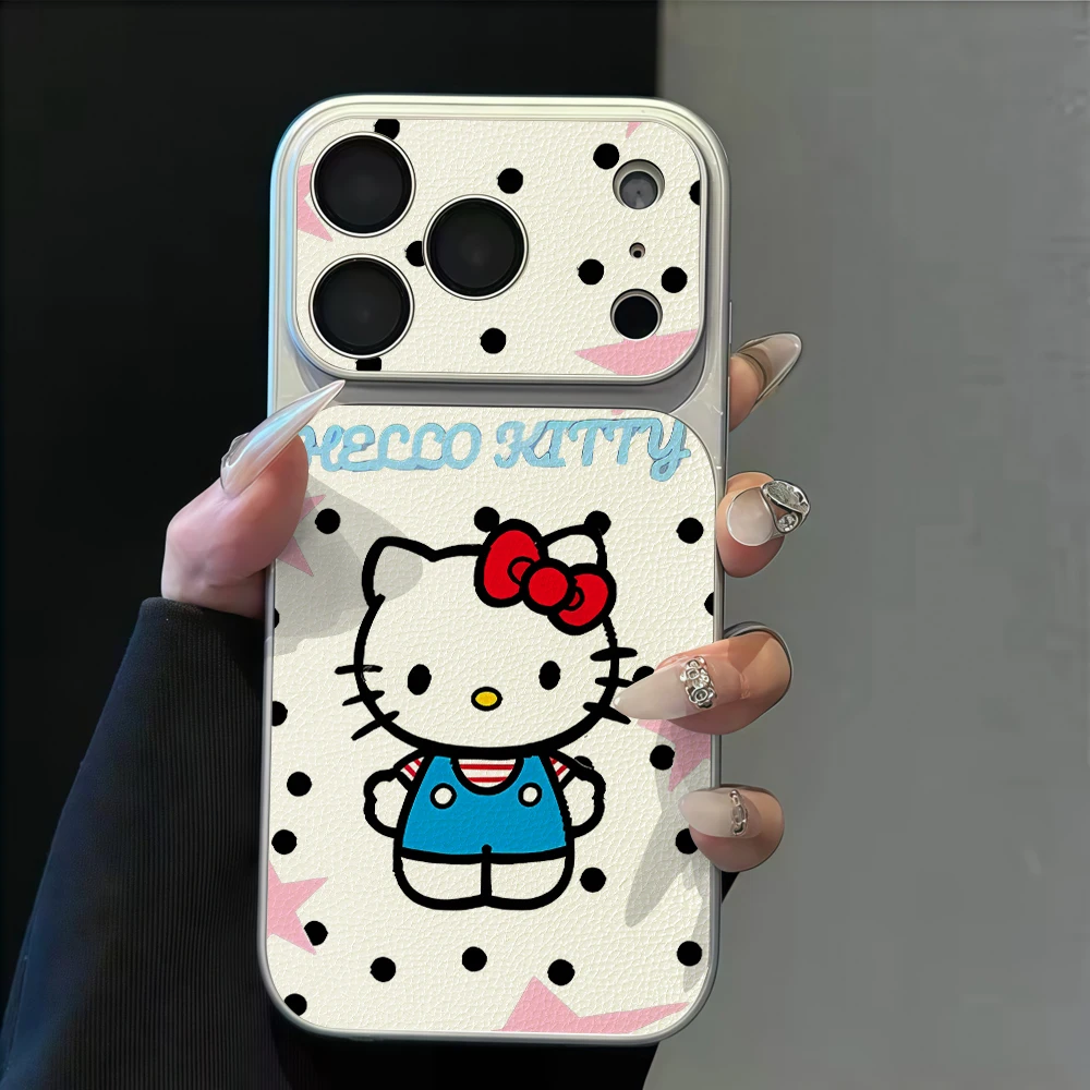 Retro Hello Kitty Polka dot Phone Case For iPhone 17 Air 16 Pro Max 15 14 13 12 11 Pro Max 17E 16 X 8 Plus Soft Big window Cover