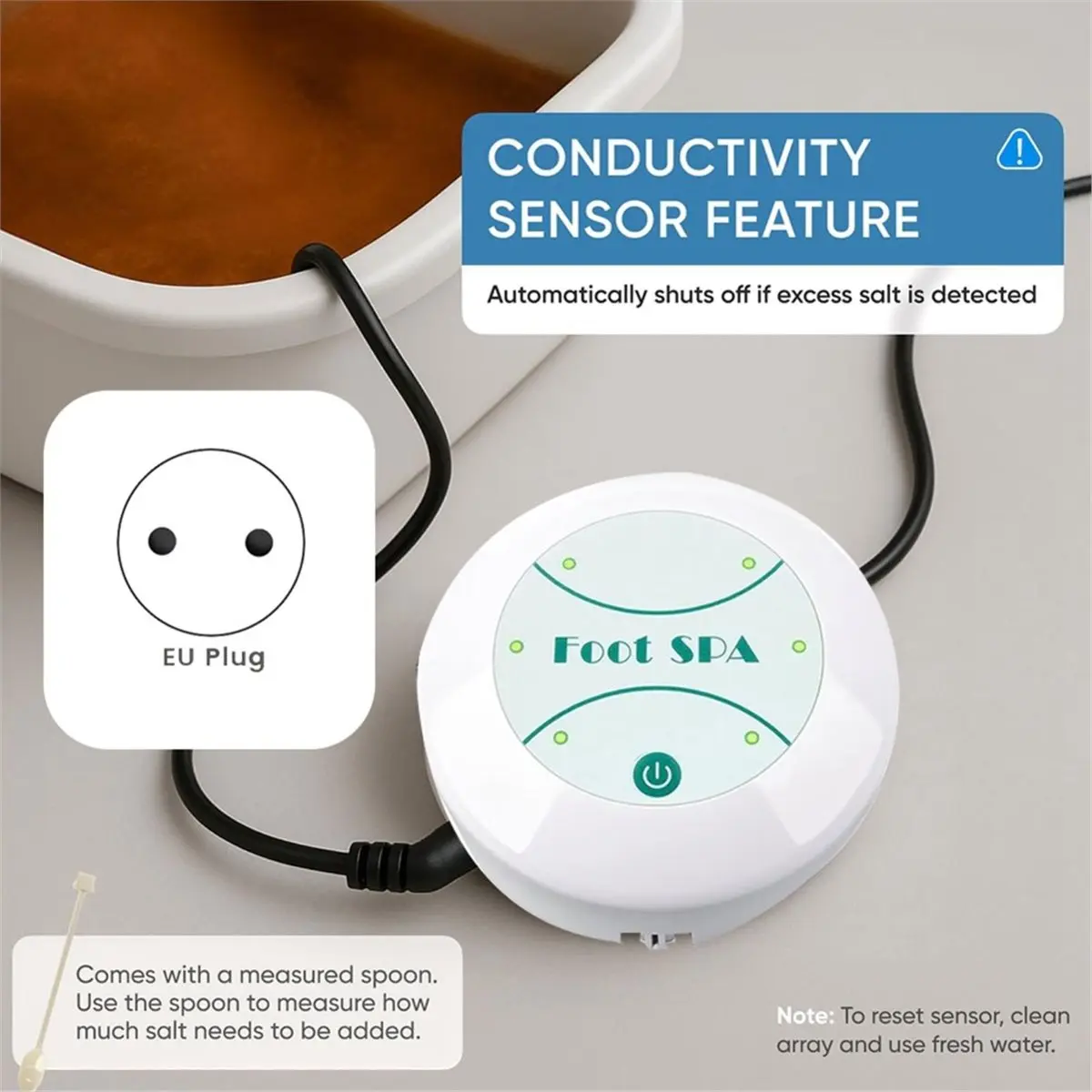 Home Tool Ionic Foot Spa,Ion Foot Bath Detox Machine ,Activates 2,000 Foot Detox Nodes - Easy 30-Min Home Detox EU Plug