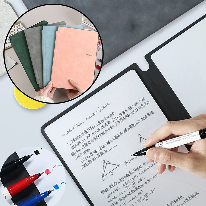 Erasable A5 Whiteboard Notebook Double Sided Student Whiteboard Leather Planner Office Memo Writing Pad