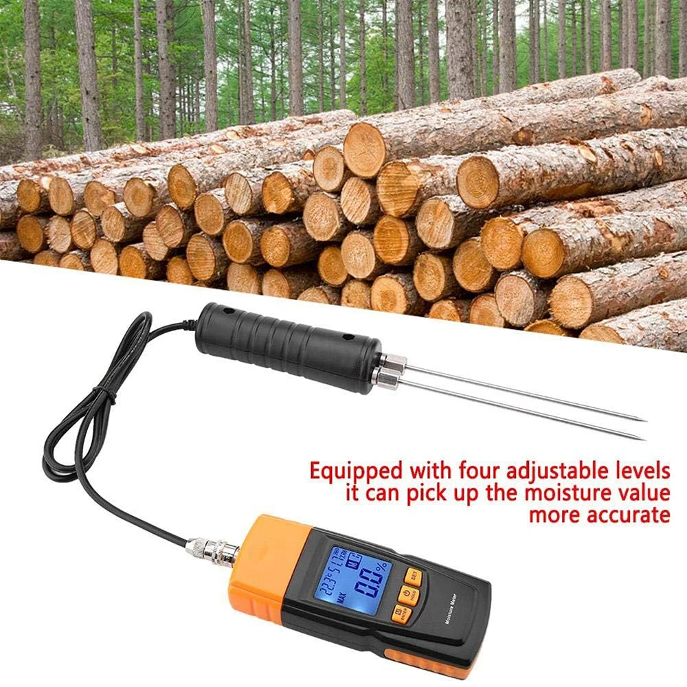 GM620 Digital Wood Moisture Meter Professional 0~70% Timber Hygrometer Portable Tool LCD Display Carton Wood Humidity Detector