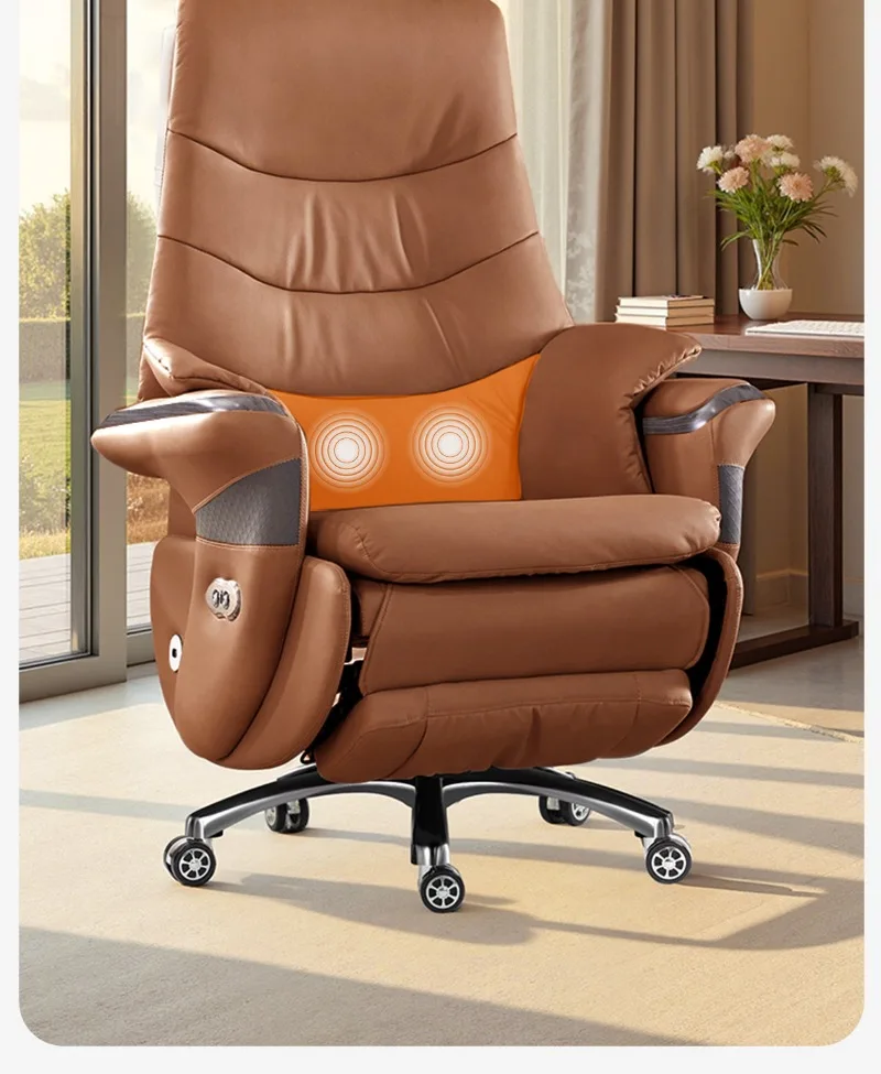 Electric boss chair Office Home leather office Comfortable sedentary and reclining computer chair