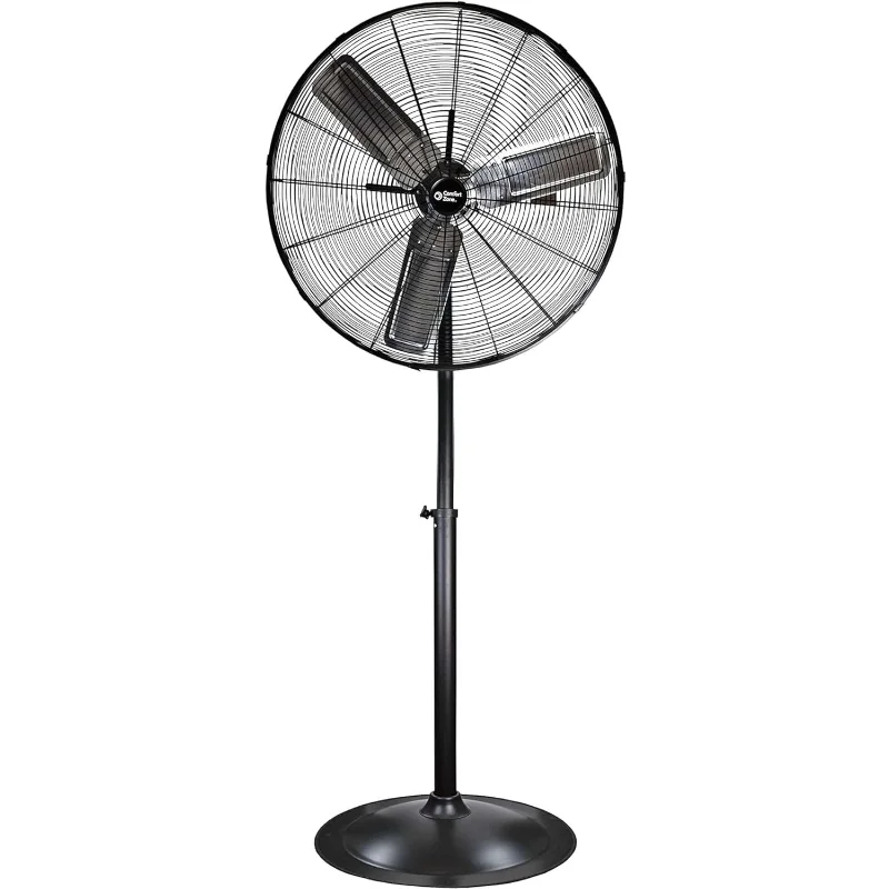 مروحة بقاعدة صناعية من Comfort Zone، 30 بوصة، 3 سرعات، سرعة عالية، ارتفاع قابل للتعديل 56 بوصة إلى 76 بوصة، معدنية، تلبي معايير OSHA