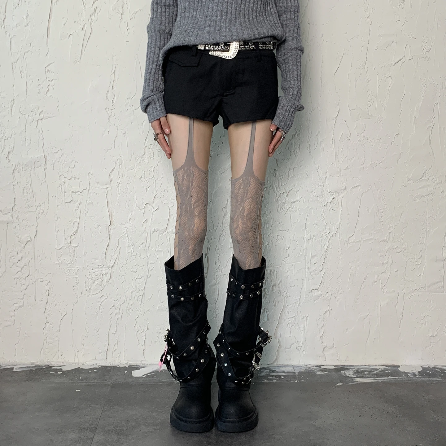 Y2K Subculture Japanese Lolita Style Pantyhose Wine Red Camisole Floral Fishnet Hollow Out Leggings Hot Girl Sexy Women's Socks