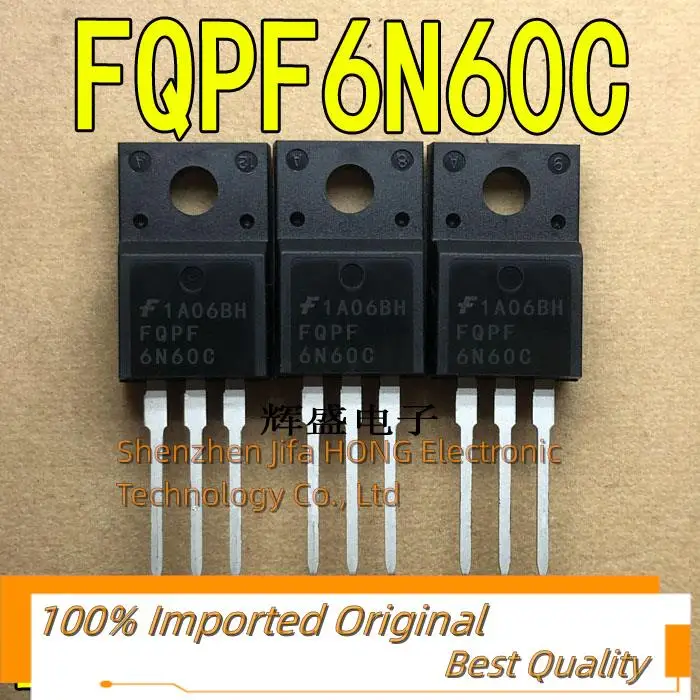 10PCS/Lot   FQPF6N60C   TO-220F  N-Channel 600V 6A  MOSFET Imported Original Best Quality