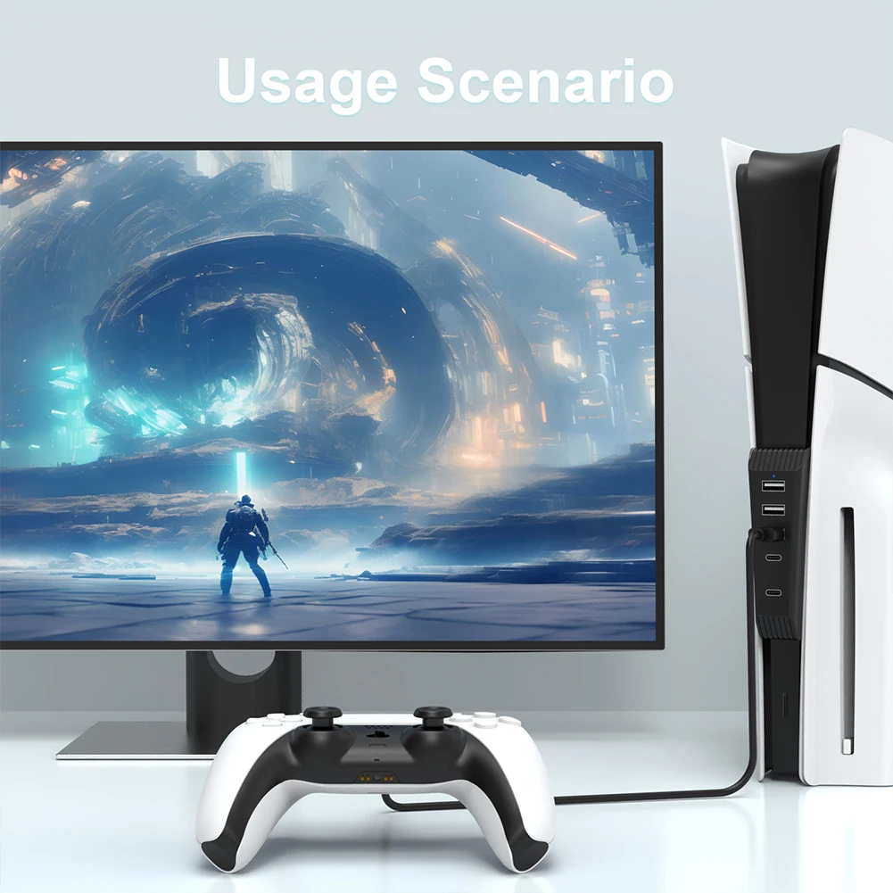 5 Ports USB Hub High-Speed Extra USB Port Extender 3USB & 1 Type C Port & 1 Type-C 3.1 for Playstation 5 Slim Game Console
