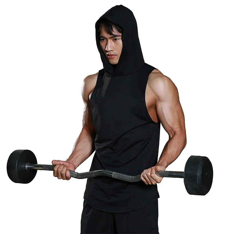 Men's Tank Vest Hoodie T-shirts Loose Running White Training Boy Basketball Cycling Sports Tops Quick Drying