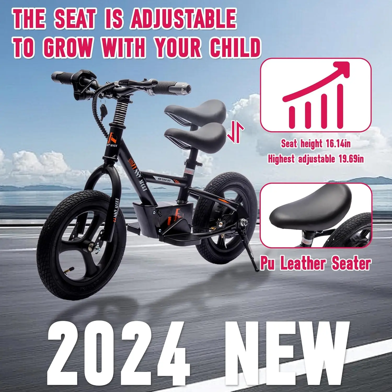 24V Kids Ride On Electric Dirt Bike 150W Lightweight Electric Motorcycle Height Adjustable PU Seater Power Display Key Start