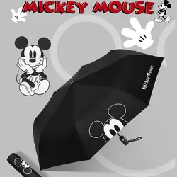 Mickey Mouse Disney Umbrella Anime Automatic Three Fold Sun Umbrella Cartoon Child Parasol Kawaii Girl Rain Shine Umbrella Gift