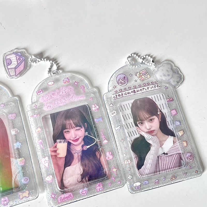 New Shiny Transparent Cute Photo Card Holder 3 inch Decorative Idol Photo Album Protective Sleeves Kawaii Stationery Pendant