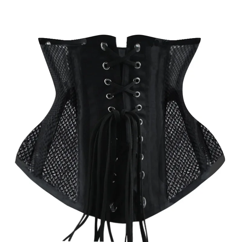 Corset Bustier Underbust Top Women\'s Steel Boned Short Torso Breathable Mesh Waist Cincher Corset Goth Vintage Slim Body Belts