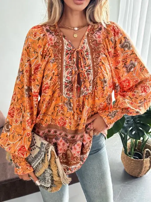 

Осенне-зимняя футболка с длинными рукавами и принтом для отдыха и отпуска, верхняя рубашка, женская одежда