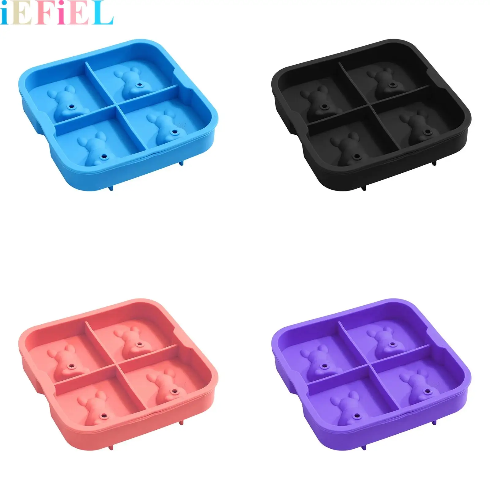 

3D Four Grids French Bulldog Ice Molds Animal Shape Large Dog Ice Tray for Whiskey Cocktail Novelty Dog Gifts for Bulldog Lover