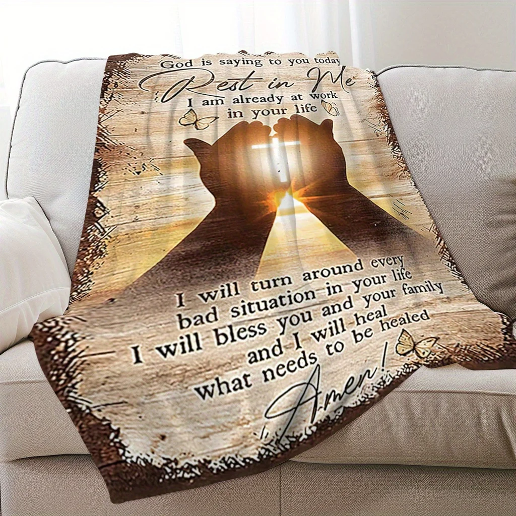 Jesus Element 1pc Hands Print Blanket: Soft and Warm Commemorative Blanket for Unforgettable Moments Great Holiday Gifts