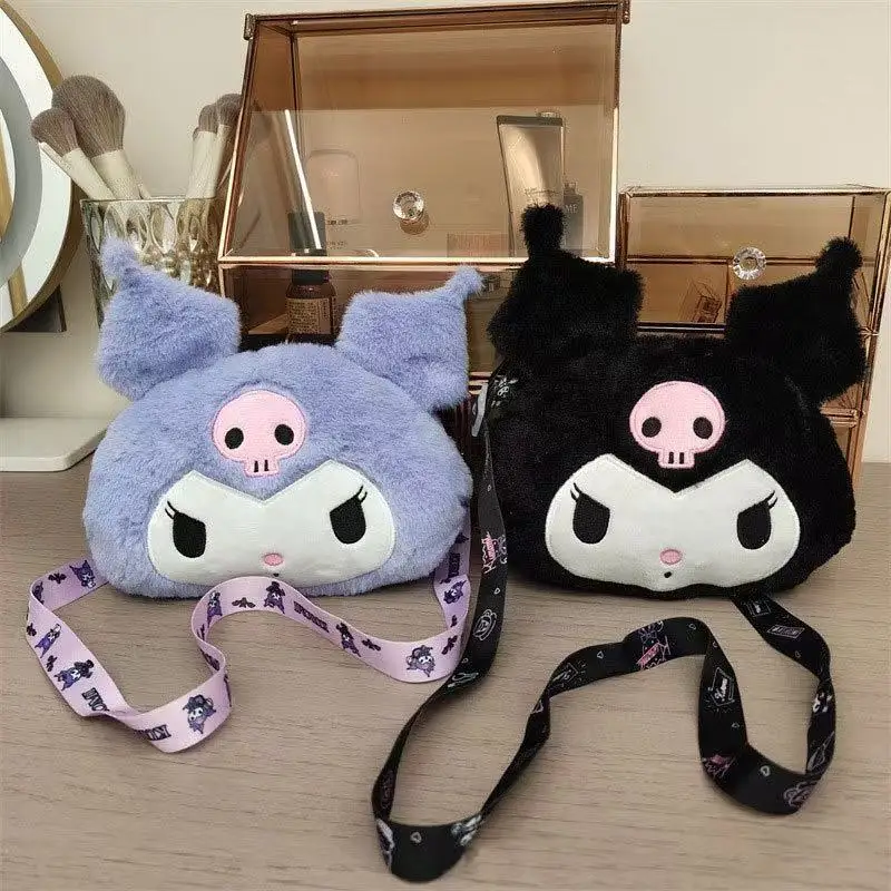 

MINISO Cute Cartoon Skull KUROMI Doll Shoulder Bag Girl's Heart Handbag Catching Dolls Crossbody Bag Giving Your Girlfriend