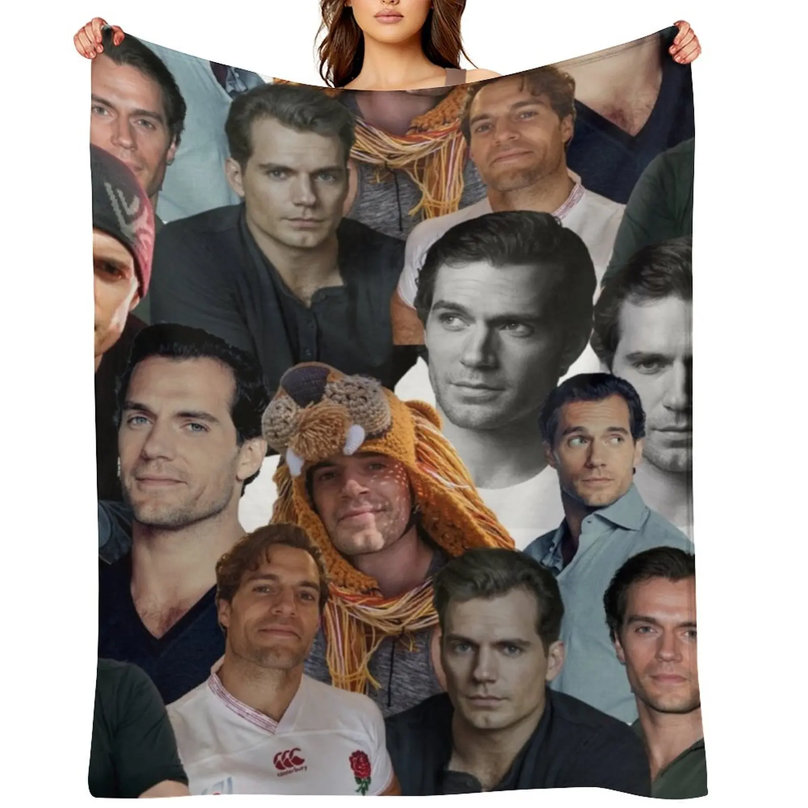 

henry cavill photo collage Throw Blanket Luxury Thicken Luxury anime Picnic Blankets