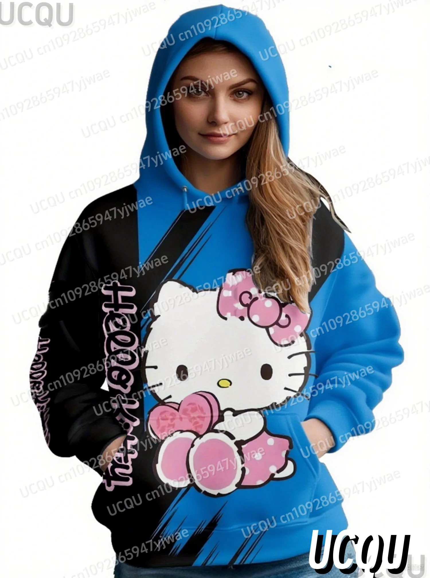 2025ผู้หญิง3D Hello Kitty Hooded Hoodieฤดูหนาวผู้หญิงHoodedกลางแจ้งAll-Match Hoodieหญิงสาวเสื้อผู้หญิงเสื้อผ้า
