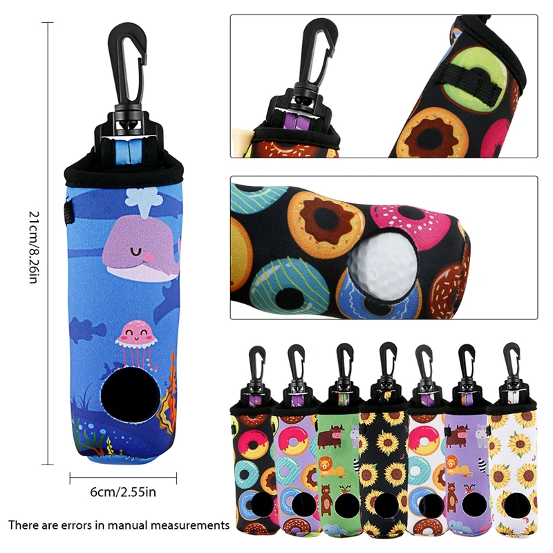 Colorful Golf Ball Bag, Small Fanny Pack, Can Hold 3 Balls, 8 Colors