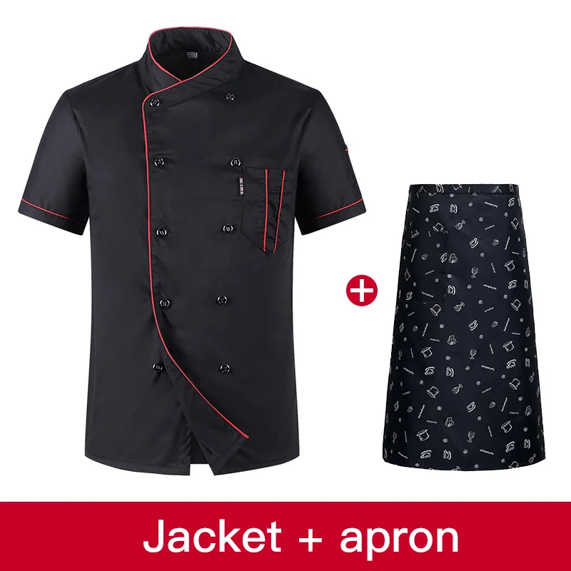 ホテル男性半袖シェフジャケットコックコートシェフTシャツベーカーワークユニフォームウェイターレストラン服シェフユニフォーム女性ロゴ