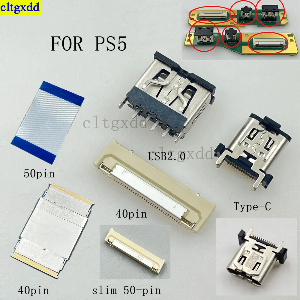 

cltgxdd 1 piece FOR PS5 side panel USB2.0/Type-C socket connector, 40Pin/50Pin/slim50pin flat cable connector motherboard