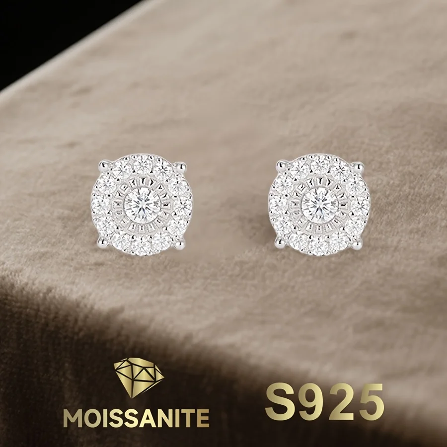 

Round Moissanite Earrings S925 Silver Stud Earring with Gra Certificate Earrings Woman Wedding Engagement