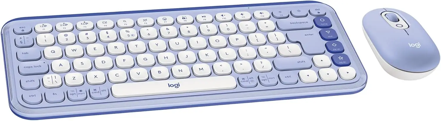 Wireless Keyboard and Mouse Combo, Comfortable Typing, Programmable Keys, Quiet Clicks, Easy-Switch for 3 Devices - Lilac