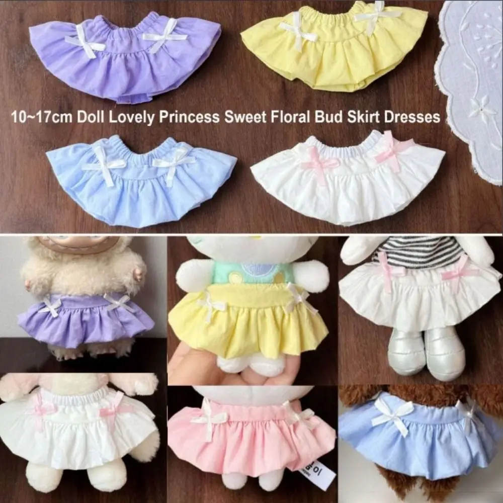 Abito da principessa per bambola in cotone alla moda Abiti carini e dolci con boccioli floreali Accessori per gonne con fiocco Stile Accademia per bambola da 10 ~ 17 cm