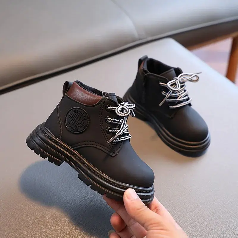 Boys Girls Warm Cotton Boots Children Kids Leather Shoes Baby Small Short Boots Non-slip Wear-resistant Students Casual Footwear