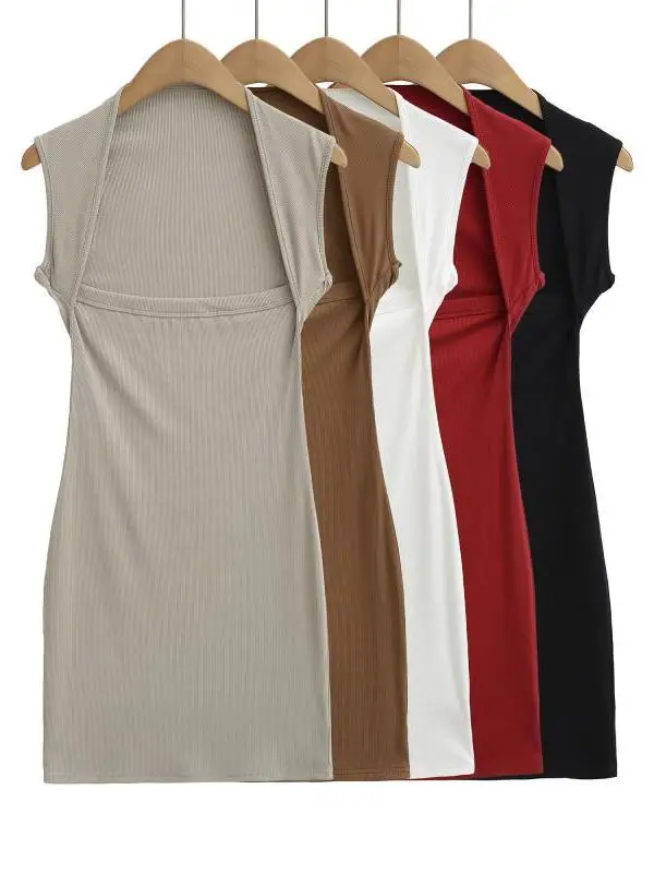 Sexy Tight Bodycon Dr with Strapl Vest And oulder Wrap  Skirt Reveal Good Figure Retro Large Collar Hot Girl