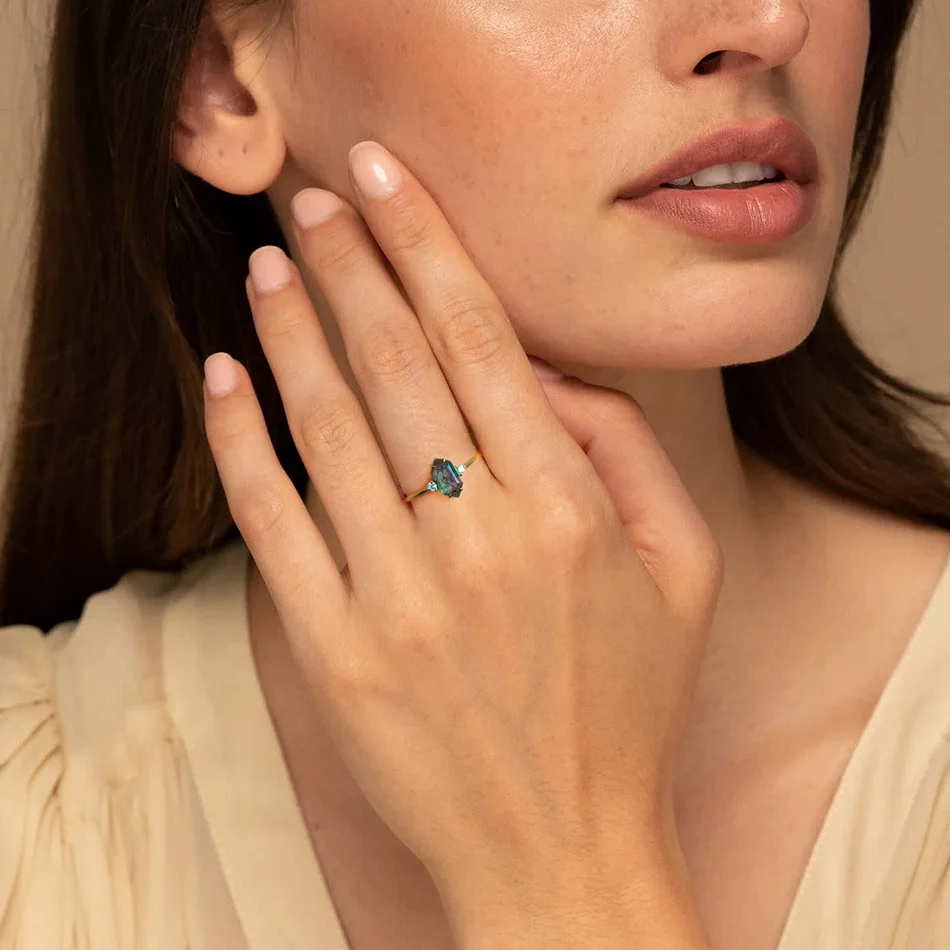 ALLNOEL 925 فضة الطبيعية الطحلب العقيق خواتم للنساء الزفاف الزفاف فريد غرامة مجوهرات هدايا عيد الحب لها