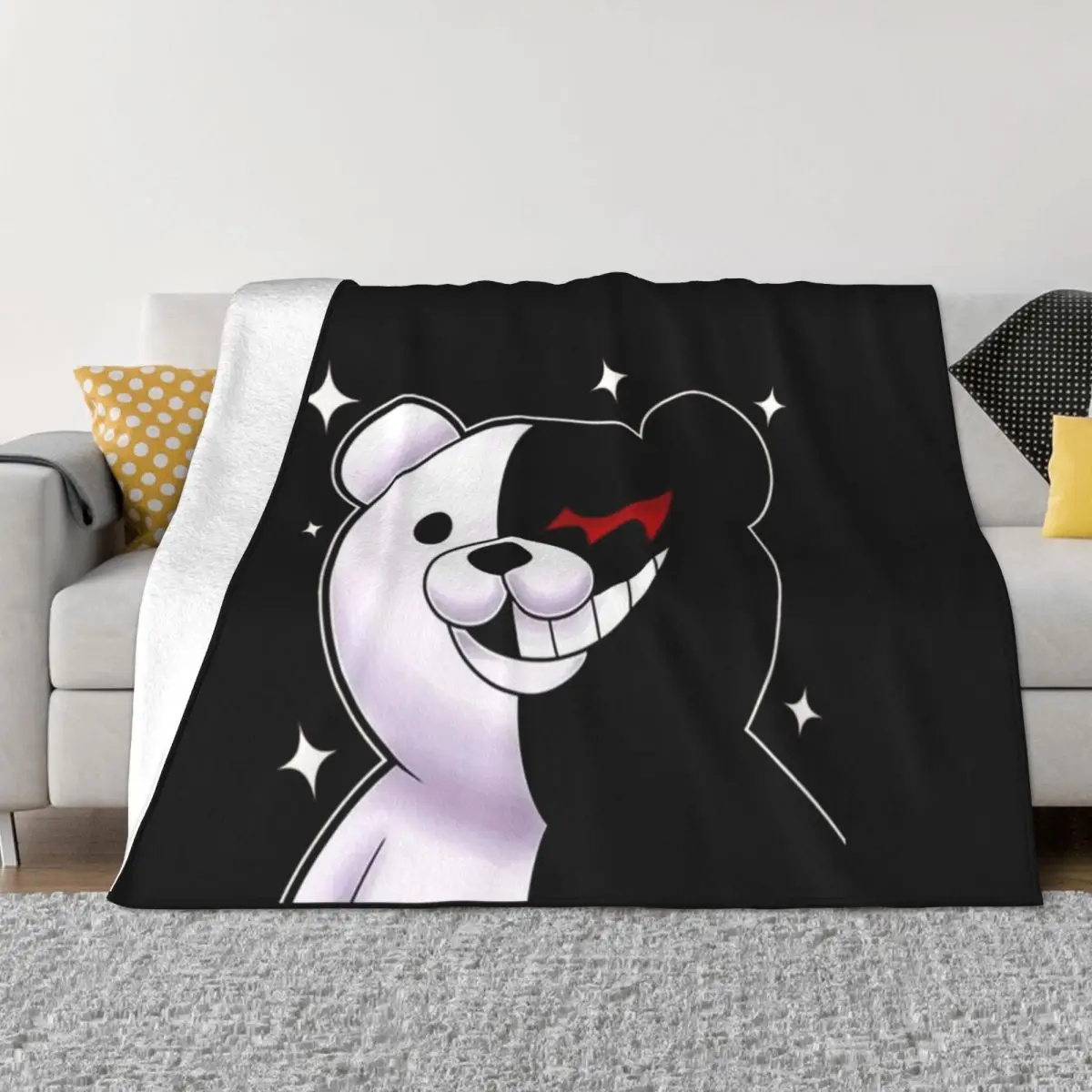 Monokuma and Monomi Sticker Throw Blanket wednesday warm blanket for winter Polar blanket