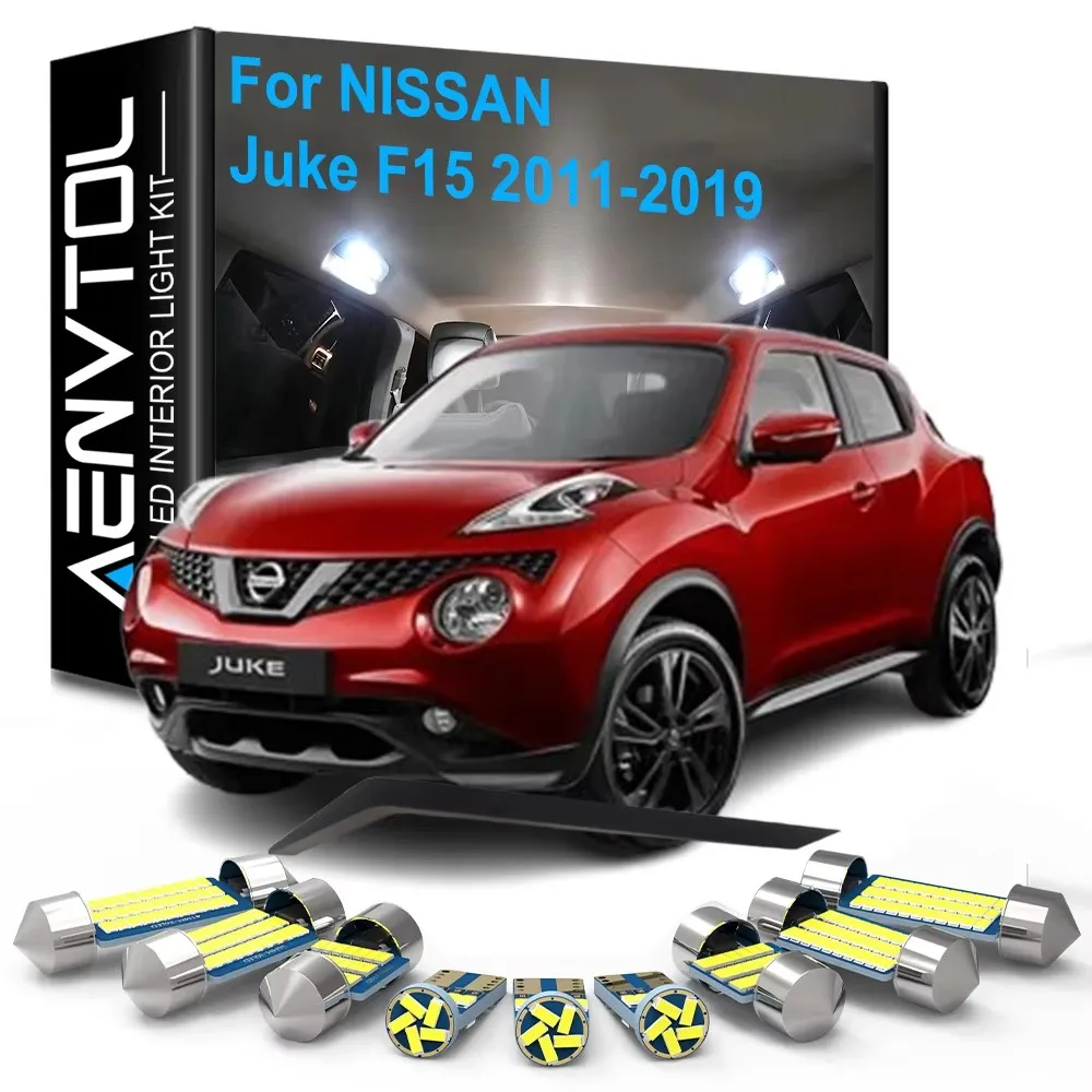 

8pcs LED Interior Lights Canbus For Nissan Juke F15 2011 2012 2013 2014 2015 2016 2017 2018 2019 Dome Trunk License plate Lamps