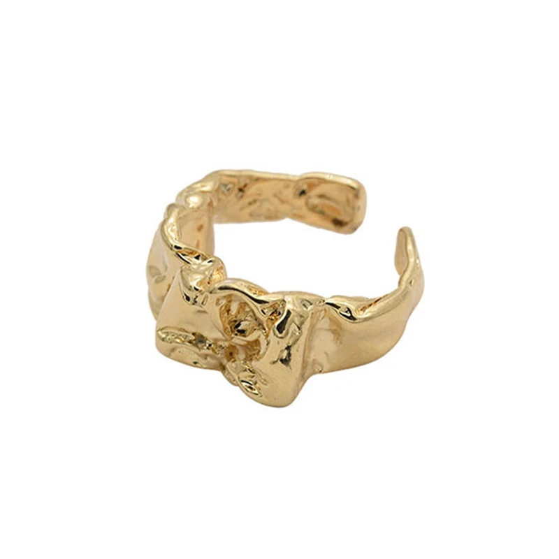 Mewanry Golden Irregular Pleated Ring For Women Couple Trendy Personality Niche Design Simple Creative Street Party Jewelry Gift