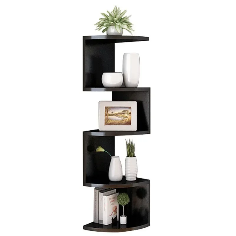 5 Layers Wooden Corner Shelf Floating Semi-Circle Storage Shelves Bookshelf Wall Display Corner Shelf Home Decor