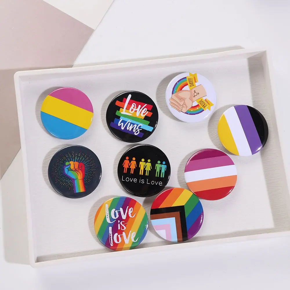 LGBT Rainbow Gay Pins Tinplate Badge Lapel Denim Hat Brooches Men Women Collar Pin Jewelry Accessories