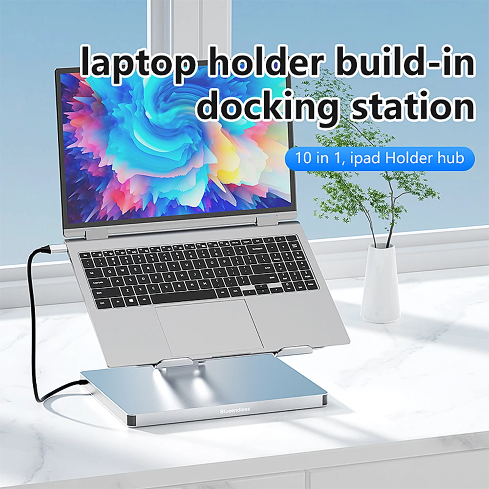 USB C HUB Laptop Docking Station Stand 10-in-1 USB C Hub HDMI-compatible PD USB3.0 RJ45 SD/TF Laptop Stand for Laptop Tablet PC