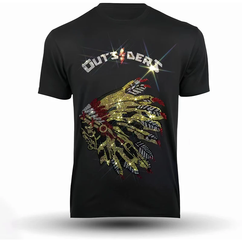 Spring Mens Quality T-Shirts Casual Short Sleeve Clothing Tee Tops O-Neck Indian Rhinestone Club Tshirt Y2k Oversized S-3XL New