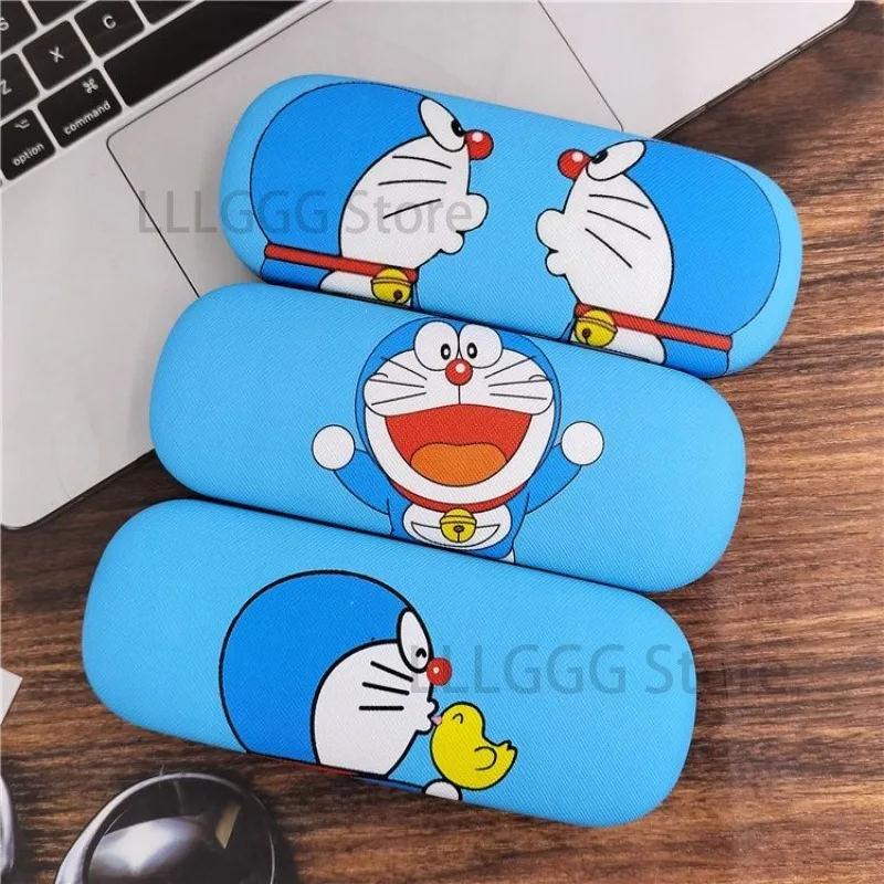 Doraemon óculos caso anime óculos de sol caixa de armazenamento pano masculino feminino protetor de óculos anti-pressão casos capa