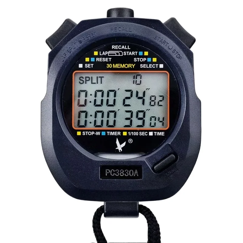 PC3830A Three Row 30 Track Memory Stopwatch Track and Field Stopwatch Sports Running Stopwatch Chronograph Countdown;