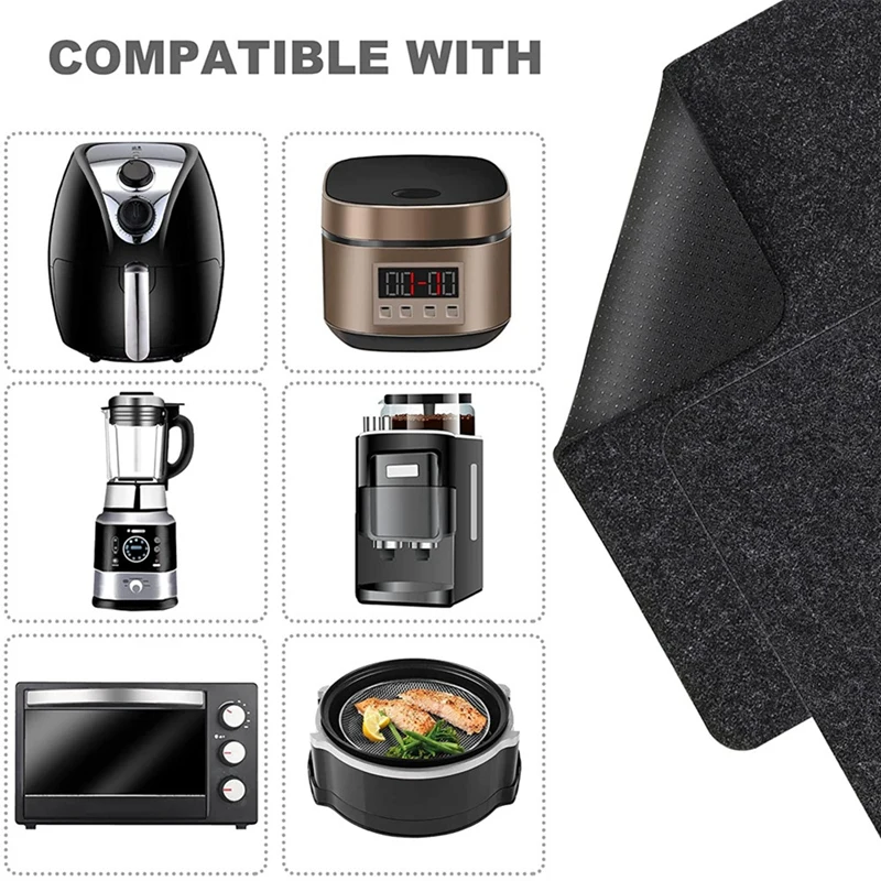 2PC Hitzebeständige Matte Schwarz Für Airfryer Kaffee Matte Hitzebeständige Pad Für Arbeitsplatte Küche Hitzeschutz Filz Filz Pad