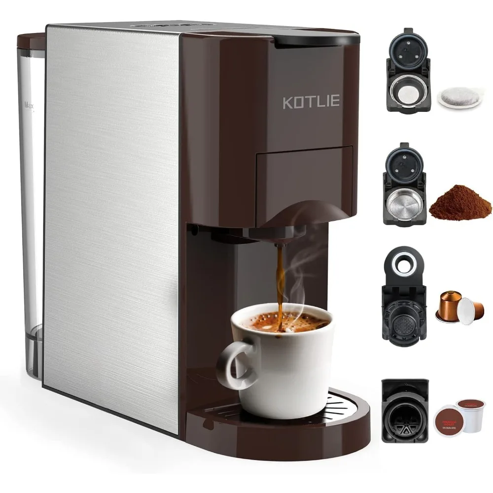 

Espresso 4in1 Coffee Machine for Nespresso Original/L’OR/Starbucks and 44mm ESE Coffee Pods,Automatic Brown Coffee Maker