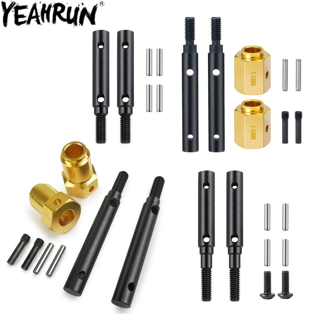 YEAHRUN Metal Portal Stub Axle Drive Gear Shaft & Wheel Hex Adapter for TRX-4 TRX4 1/10 RC Crawler Car Upgrade Parts
