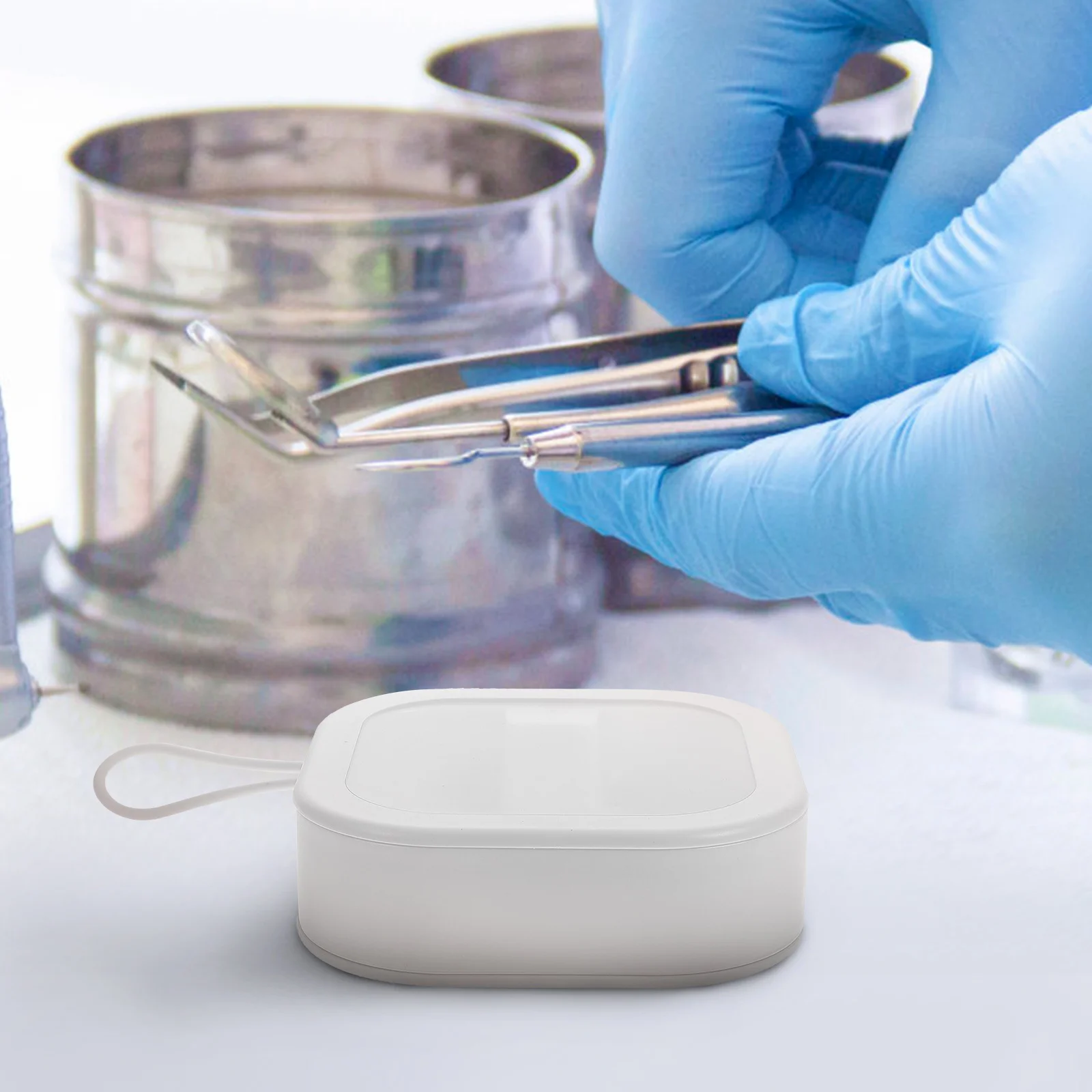 

Denture Storage Box 2 Pack Retainer Case Container Hinged Portable White Travel for Dentures Braces Guard Dental Retainer Box