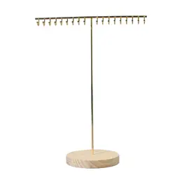 T-shaped Bracelet  Earrings Necklace Watch Jewelry Organizer Holder Stand with Wood Base Modern Metal Storage Rack Hanger