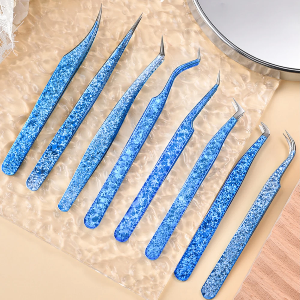 Nano Eyelashes Tweezers Stainless Steel superhard Tweezers High Precision Anti-static tweezers for Eyelash Extension custom logo