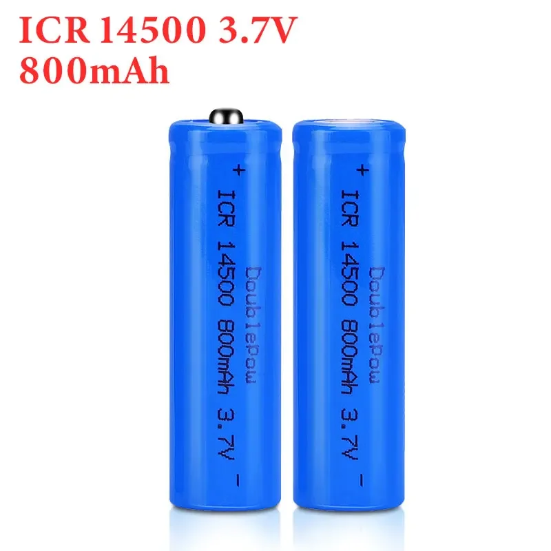 Doublepow 14500 AA 3.7V Lithium Battery 800mAh Icr14500 Rechargeable Batteries Full Capacity for Led Torch Remote Control Toys