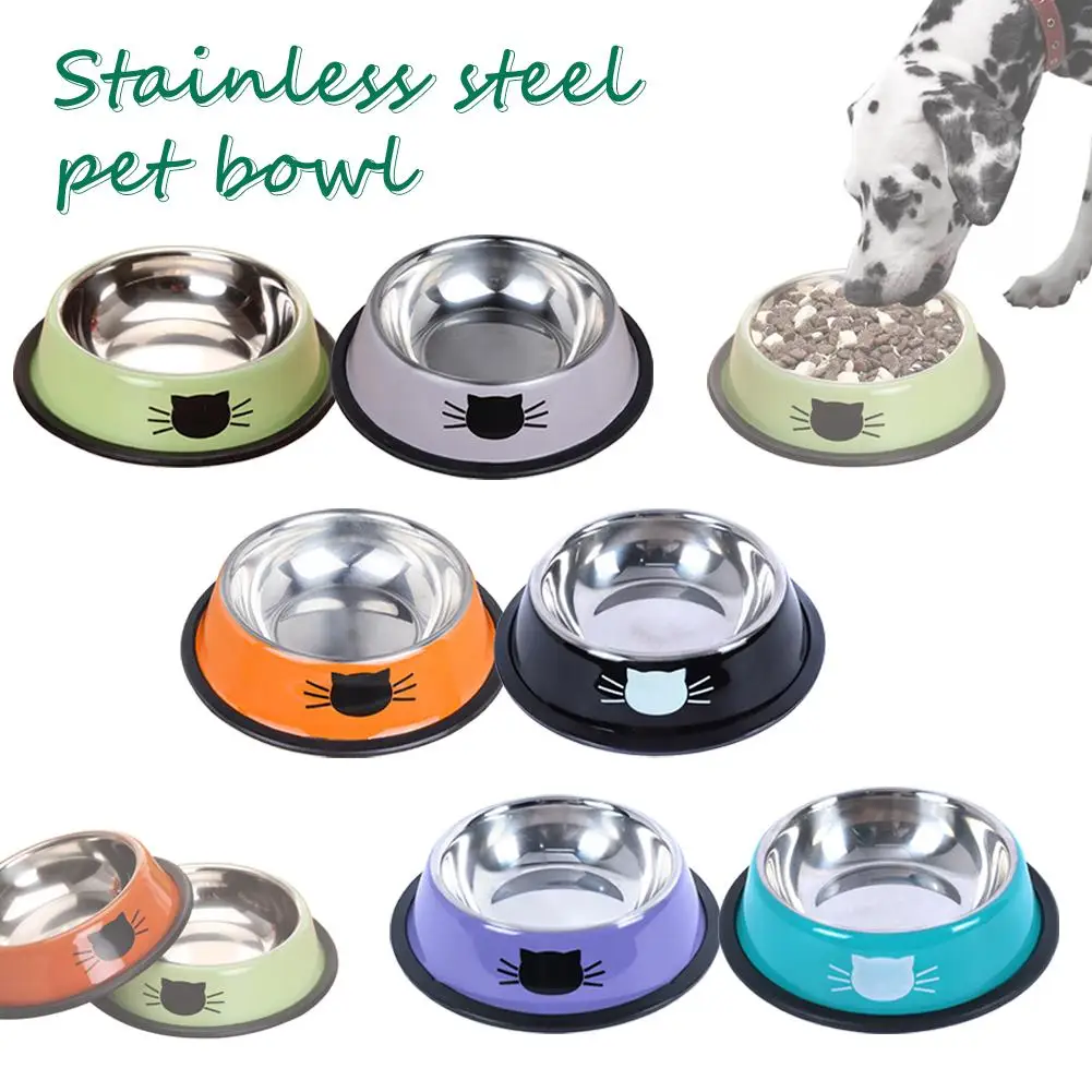 Anti-dumping Bowl Stainless Steel Pet Bowl Non-slip Spine Easy-to-clean Base Pet Dog Feeding Neck Bowl Tool R2t4